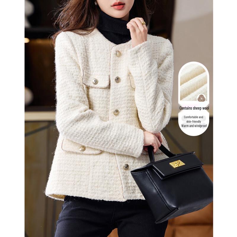 

Женский твидовый жакет DeMana в французском стиле из шерстяной смеси L