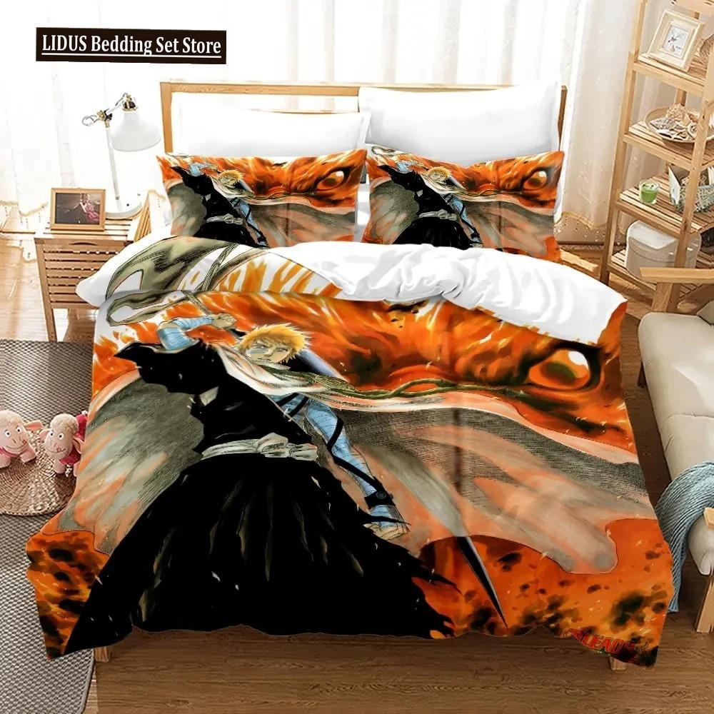 Anime Bleach Kurosaki Ichigo Bedding Set Boys Girls Twin Queen Size Duvet Cover Pillowcase Bed Boys Adult Home Textileextile