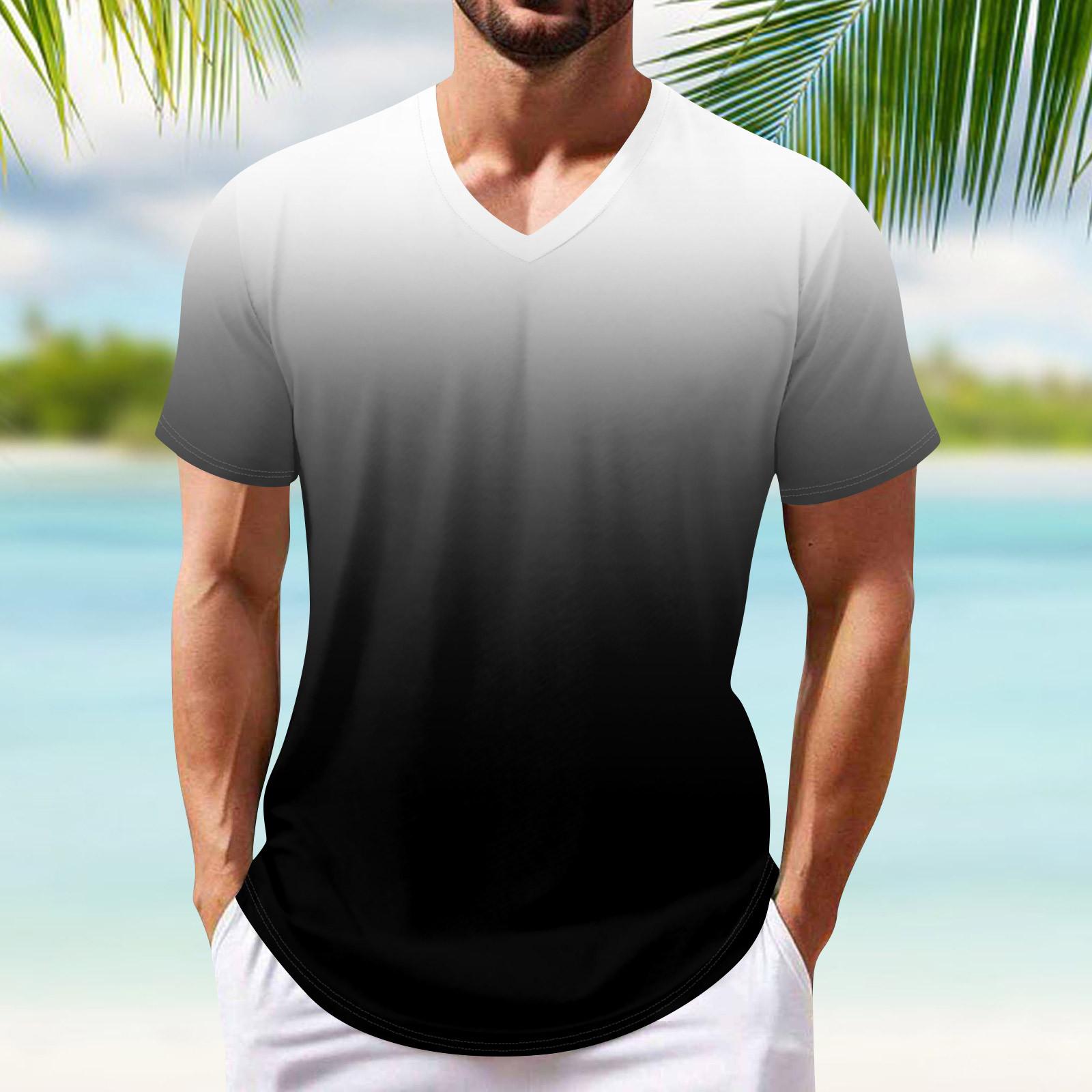 

Летняя мужская популярная футболка с v-образным вырезом и короткими рукавами с принтом XL белый