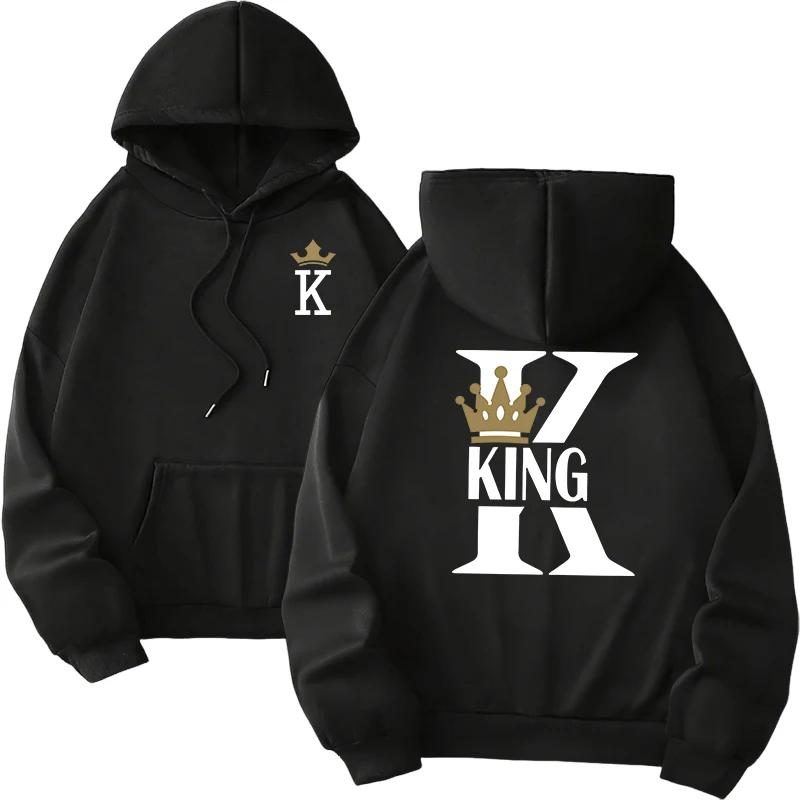 Mens Womens Hoodies King Queen Printing Sweatshirts Versatile Casual Couple's Clothing Daily Pullover Fall Winter