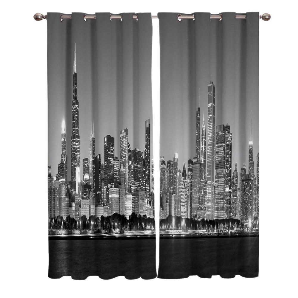 Night Panorama City Luxury Home Curtains Modern Home Supplies Living Room Bedroom Custom Curtains