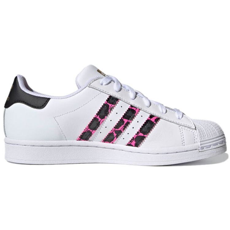 Adidas Originals Superstar Synthetic Leather Durable Low-Top Skate Shoes Women Sneakers White Black Pink FX6037