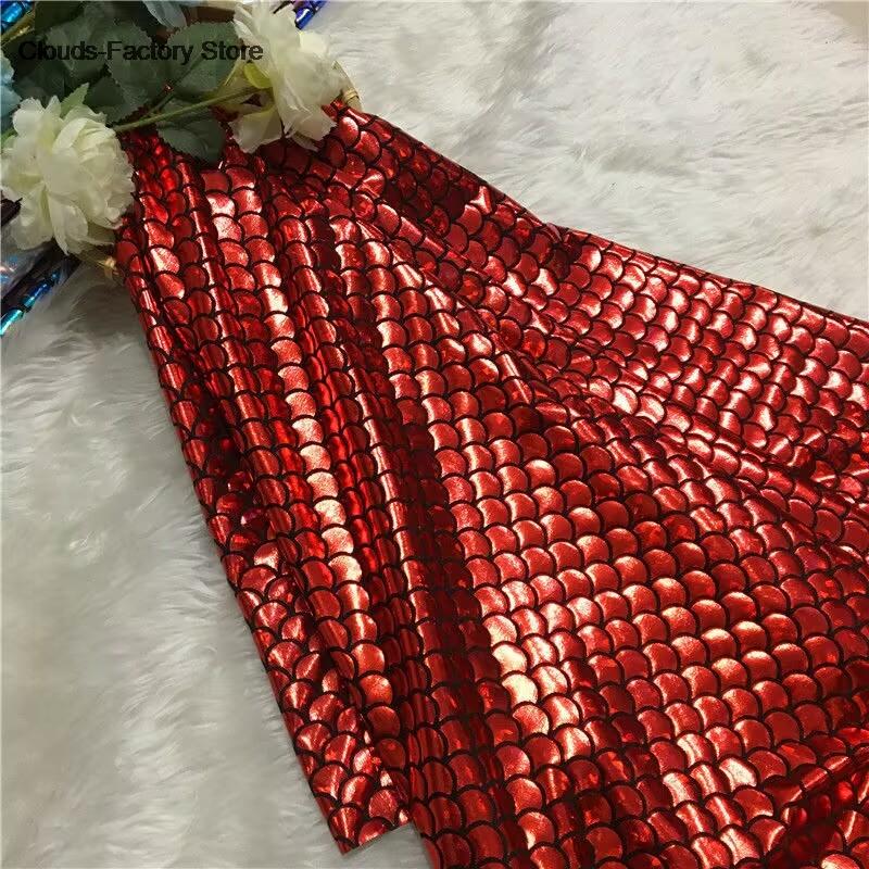Mermaid fabric Sparkly Hologram Swimsuit Fish Scale 2 ways Stretch fabric Dancer Swimwear 150cm x 100cm -Sold by 1 meter