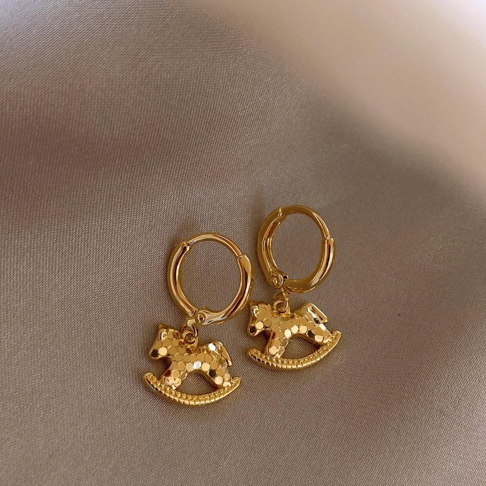 Chinese Horse New Year Cartoon Pony Earrings Rocking Pony Drop Earrings Zodiac Horse Earrings  Girl