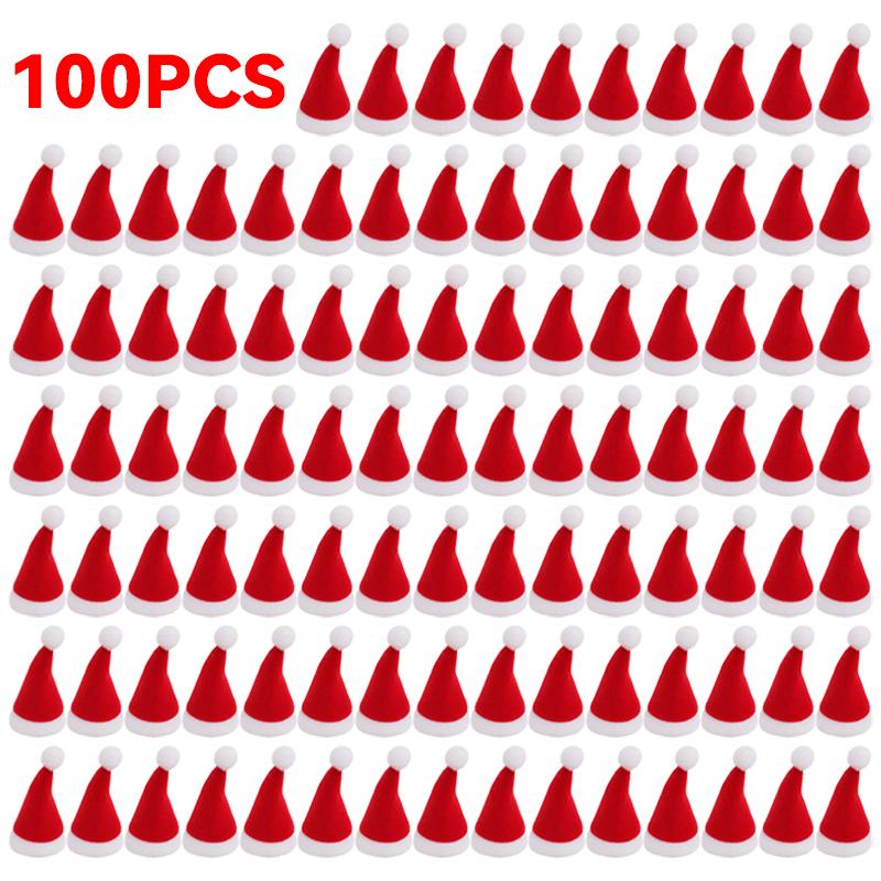 200/2 ks Mini Santa Claus Čepice Sametové Zátky Lahve Vína Víčka od Lízátka Vánoční Stojan na Nádobí Taška Čepice Vánoční Párty Dekorace Na Jídelní Stůl