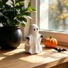 Halloween Party Props Cute White Ghost Resin Figurine, Miniature Figurine Decoration, Matte Room Decor Finish Tabletop Statue for Home Shelf Mini