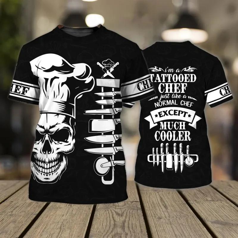 Male T Shirt Vintage T-Shirt Summer Clothing Personalized Name Chef 3d Restaurant Print Tops Street Casual Sports Loose Pullover