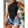 Women Irregular Asymmetrical Off Shoulder Slim Fit Strappy Camisole Vacation Beach Top