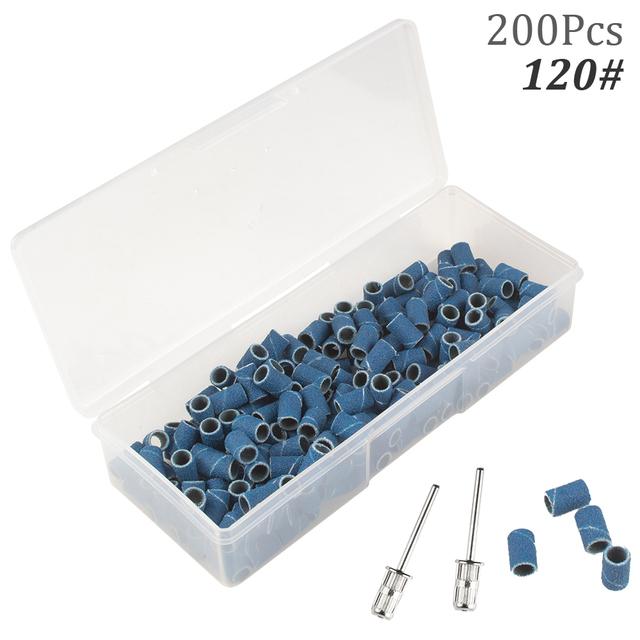 

200 шт., шлифовальные ленты для ногтей с коробкой для хранения, набор пилочек для ногтей, шлифовальная машина для маникюра, фреза для ногтей 180/240