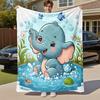 1 Stück Elefant, Wasser Außen Flanell Decke Weich Warm Ganzjahres Überwurf für Sofa Bett Auto Camping Büro, Gemütliche Geschenkidee1235S