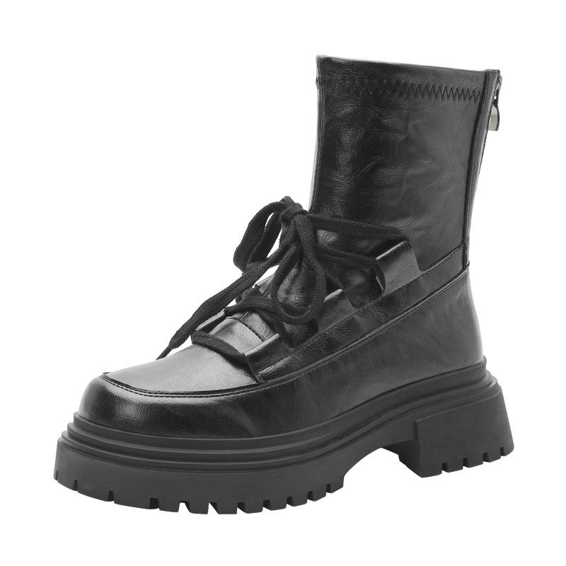 Thick-soled Martin boots women's 2025 new autumn and winter British style retro short boots versatile thick heel heightened and thin locomotive boots