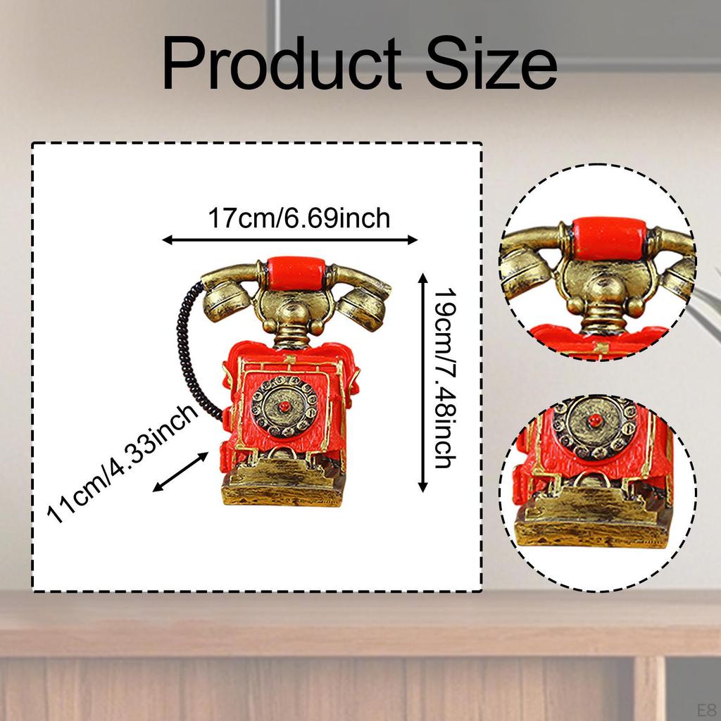 Phone Model Antique Figurine Creative,Corded,Desk Phone,Wall Decor Statue Vintage Rotary