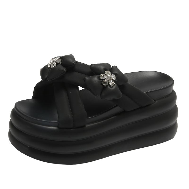 Mode Neue Sommer Frauen Hausschuhe Flip-Flops Damen Strand Bling Schuhe Keil Heels Schuhe Frau Hohe Plattform Hausschuhe Außerhalb Sandalen 8CM