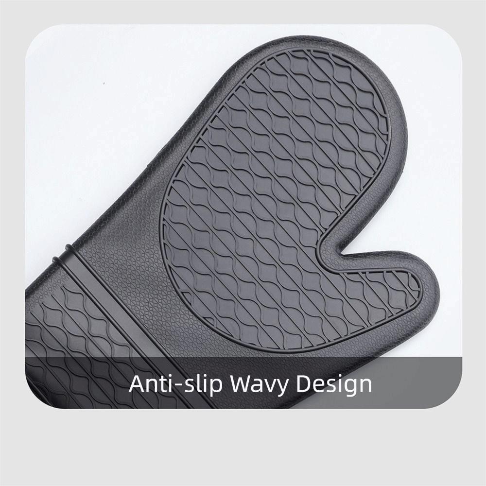 Thick Waterproof Silicone Oven Mitts Insulated Non-Slip Baking Hand Gloves Anti-scald Heat Resistant Barbecue Handschoen Cooking
