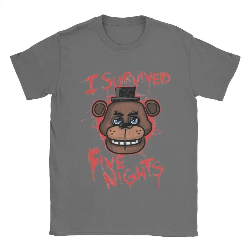 Harajuku  Five Nights T-Shirts for Men At Freddys Novelty Pure Cotton Tee Shirt Round Collar Short Sleeve Plus Size Clothes