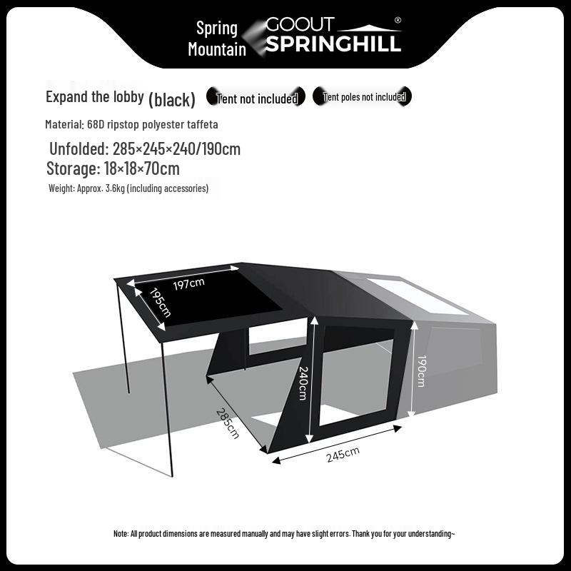 Spring Mountain 4P Inflatable Tent - One Bedroom, One Living Room, Rainproof, Skylight, Outdoor Camping Shelter.