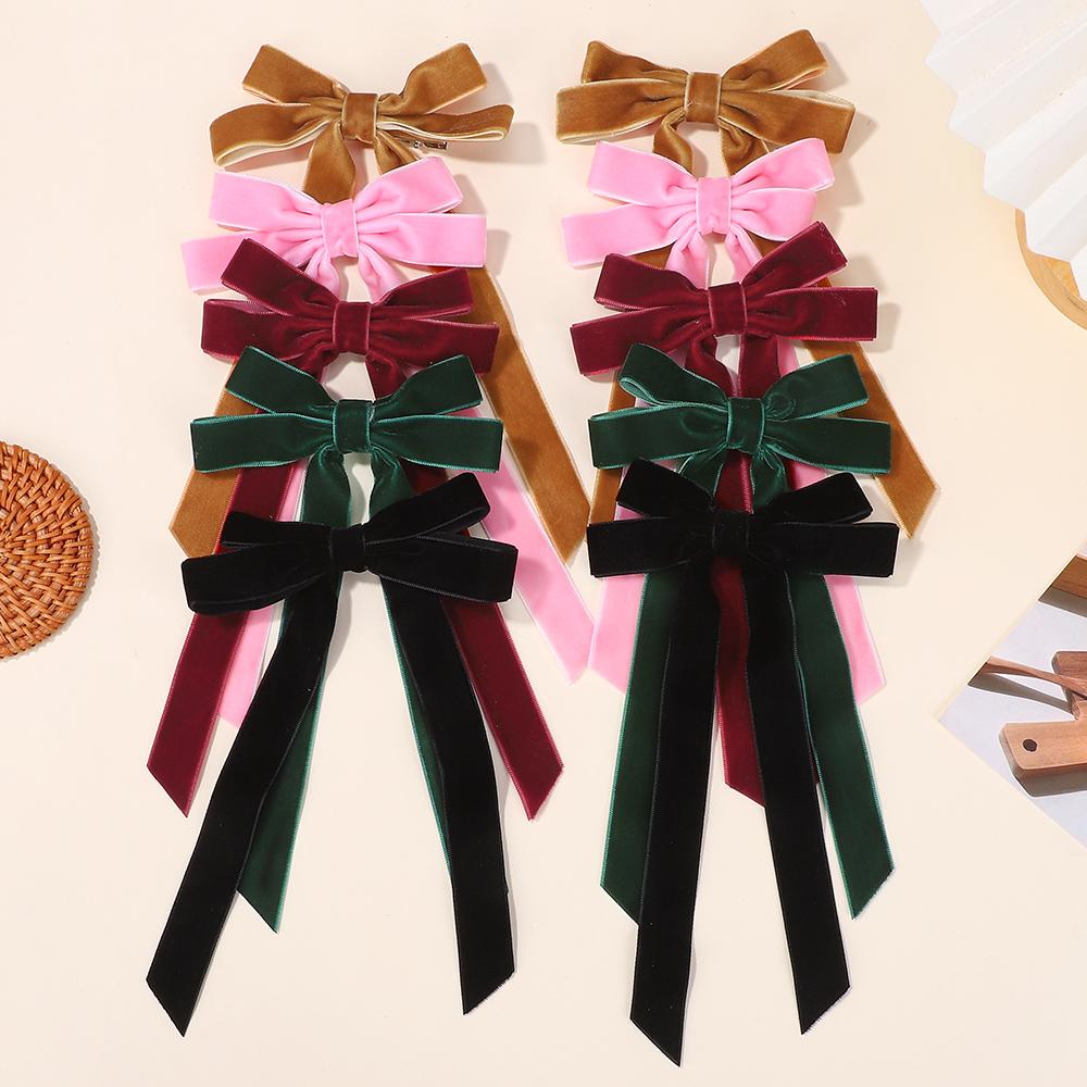 

10Pcs random hair ribbons hairgripes for women boutique lint hairclips girls fashion ponytail head claw clips