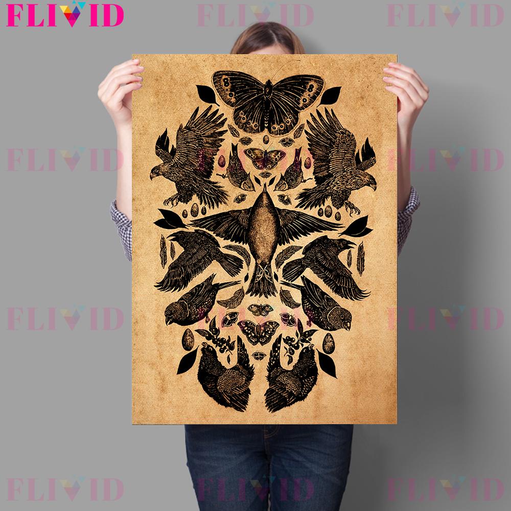 

Винтажные цветы, птицы, животные, змеи и летучие мыши, настенная живопись на холсте, декоративный постер и принты для декора гостиной, без рамки 21*30cm No Frame