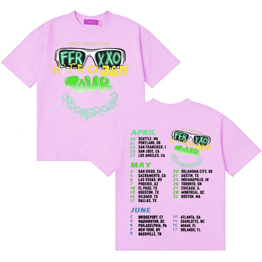 Feid Aesthetic Tour List Graphic Tshrit Pop Music High Quality Y2k Clothing Casual Short Sleeve Cotton Oversized Tops Fans Gift