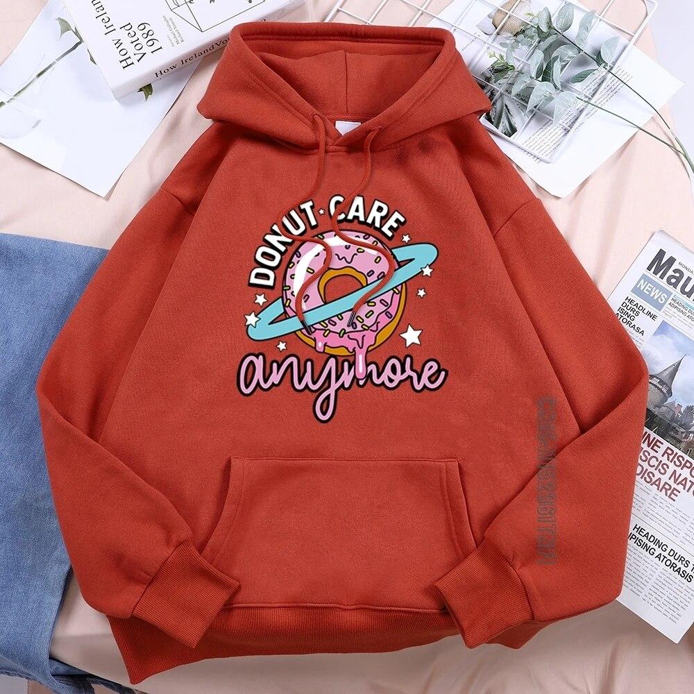 Donut Care Mararon Niedlicher Grafik Damen Hoodie Harajuku Vintage Hoodies Bedruckt Hip Hop Übergroßer Hoodie Mode Weibliche Streetwear