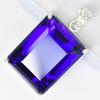 Lab Created 159 Ct CERTIFIED Emerald 925 Sterling Silver Blue Sapphire Pendant AI-96-NS