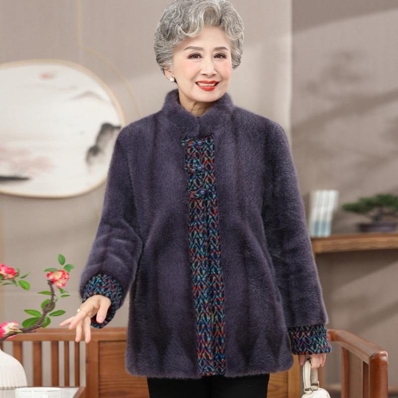 Grandma's Winter Clothes New Mink Coat Imitation Fur Coat Year Old 0 Mother Winter Velvet Thickened Top