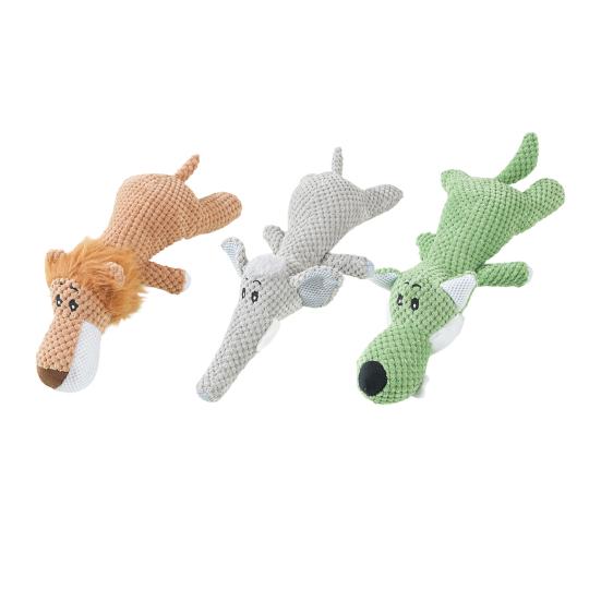 1/3Pcs Dog Plush Toy Animal Wolf Lion Elephant Design Dog Chew Toy with Squeaky Sounder Interactive Puppy Toy