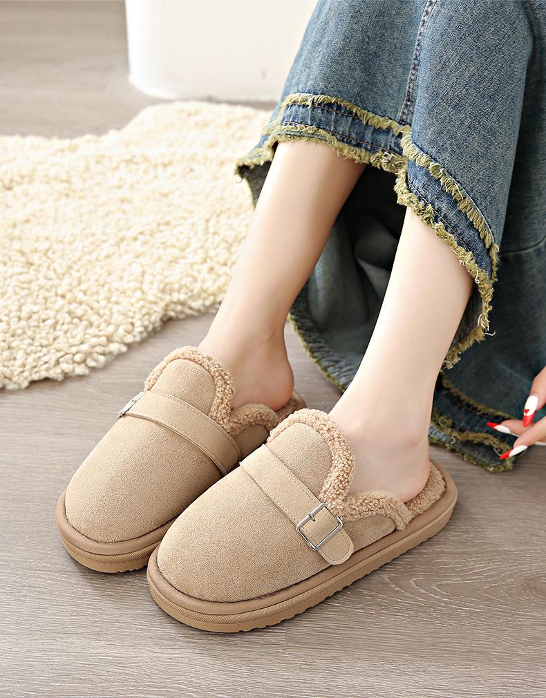 

Модные Зимние Теплые Женские Тапочки Простые Бархатные Тапочки для Улицы 2025 Осень/Зима Хлопковые Шлепанцы Зимняя Мода Женская Обувь 40-41