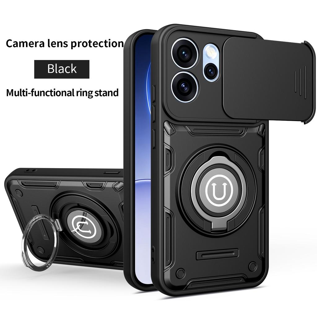 Anti-slip Armor Shockproof Case For OPPO Reno 14 14F 15F Reno15 Pro Max Global Camera Lens Protection Ring Stand Phone Cover