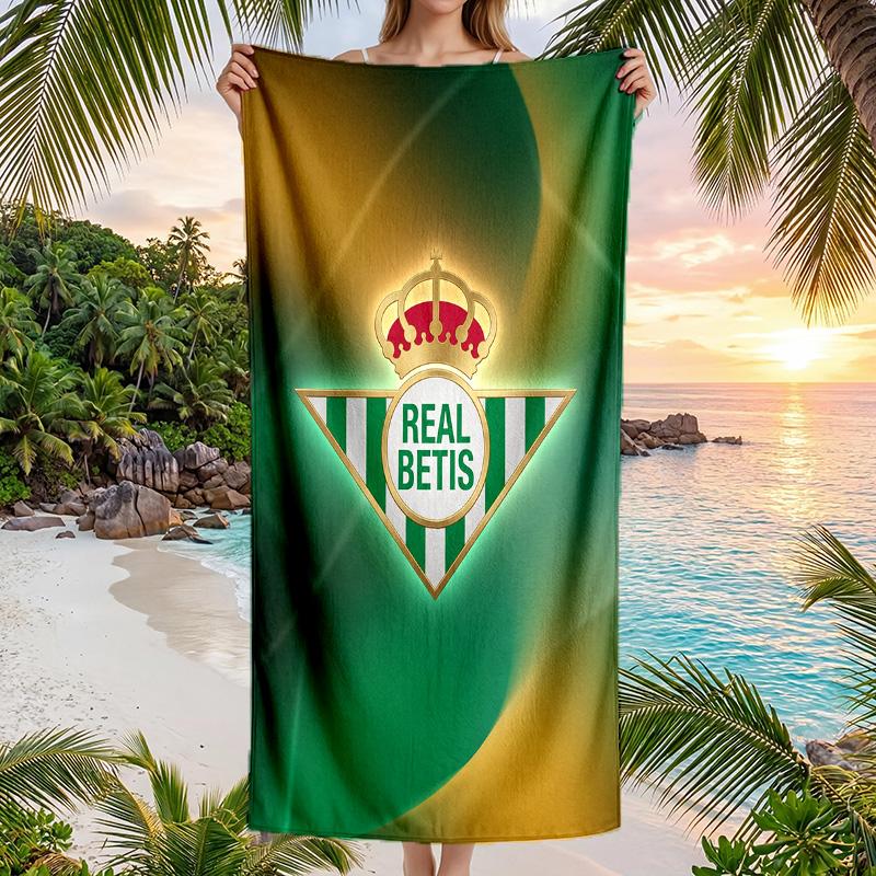 Real Betis Football Beach Towel Soft Microfiber Summer Towel Quick Dry Absorbent Towel for Beach Swimming Pool Travel