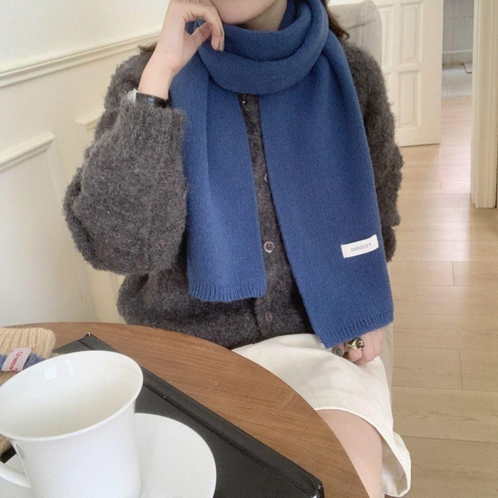 Letter Knitted Scarf Wool Scarves Warm Scarf Classic Wool Scarf  Student