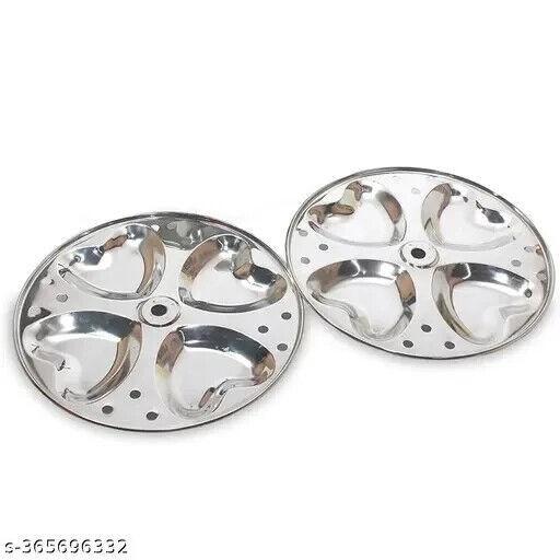 

@ Mini IDLI Idiyappam Stainless Steel Plate Set Heart Shape 4 Plates I439 MJ-747-60%OFF