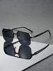 1Pc Men's Metal Sunglasses Square Half Frame Fashion Personality Retro Fashion Outdoor Sports Glasses
