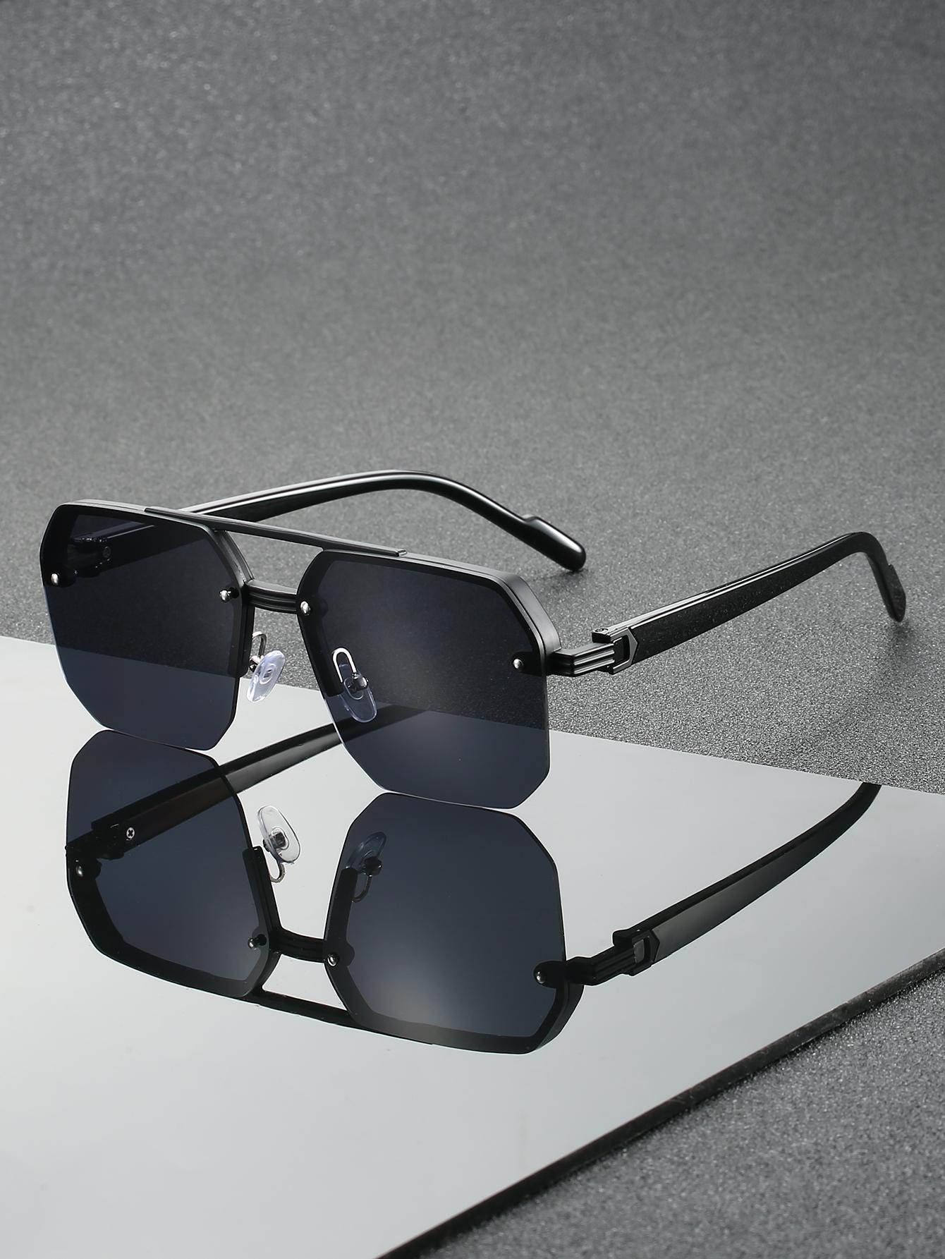 

1Pc Men s Metal Sunglasses Square Half Frame Fashion Personality Retro Fashion Outdoor Sports Glasses
