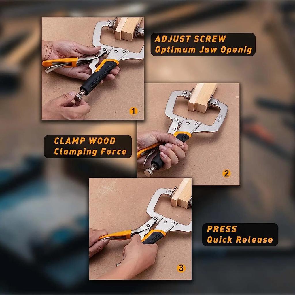 6" kovové čelní svorky Dřevoobráběcí 3ks kapesní otvor Jig Clamp Heavy Duty C Clamp Svařovací svorky s otočnou podložkou