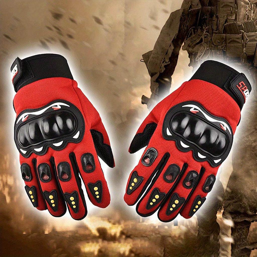 1 Pair Spring/Summer/Autumn Cycling Hard Shell Full Finger Gloves, Motorcycle/Motorbike/Outdoor/Off-Road Protective Gloves