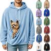 Unisex Casual Color Long Sleeve Hooded Knit Jacket with Pet Pocket