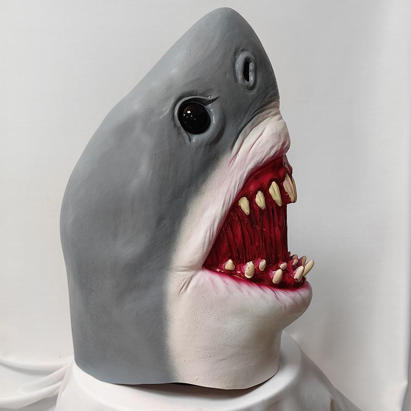 Megalodon Haai Masker Hoofddeksel Halloween Horror Grote Witte Haai Masker Maskerade Feest Attributen