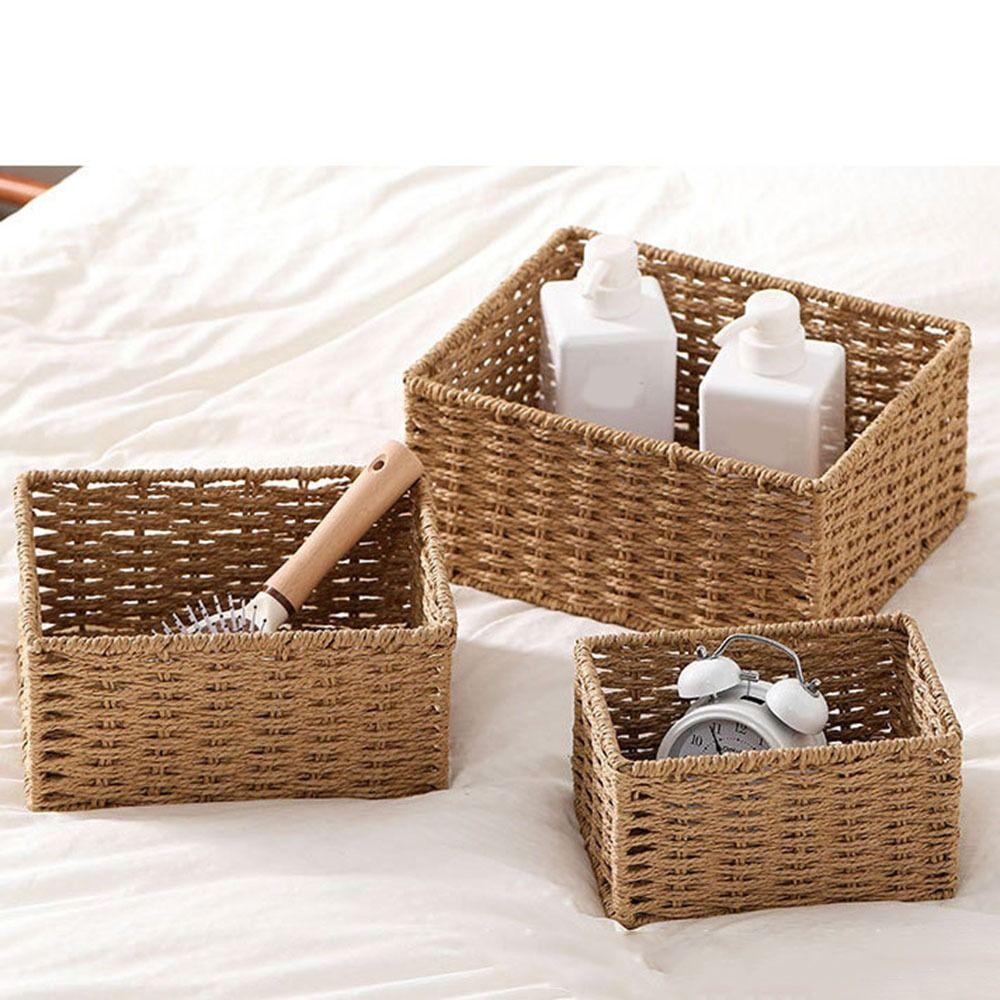Handmade Cosmetics Storage Box Rectangular Coffee Table Storage Basket  Living Room