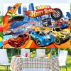 Hot Birthday Party Decorations, 5x3ft Happy Birthday Back Drop Banner Theme Backdrop Banner for Wheels Party Decorations Indoor Outdoor.