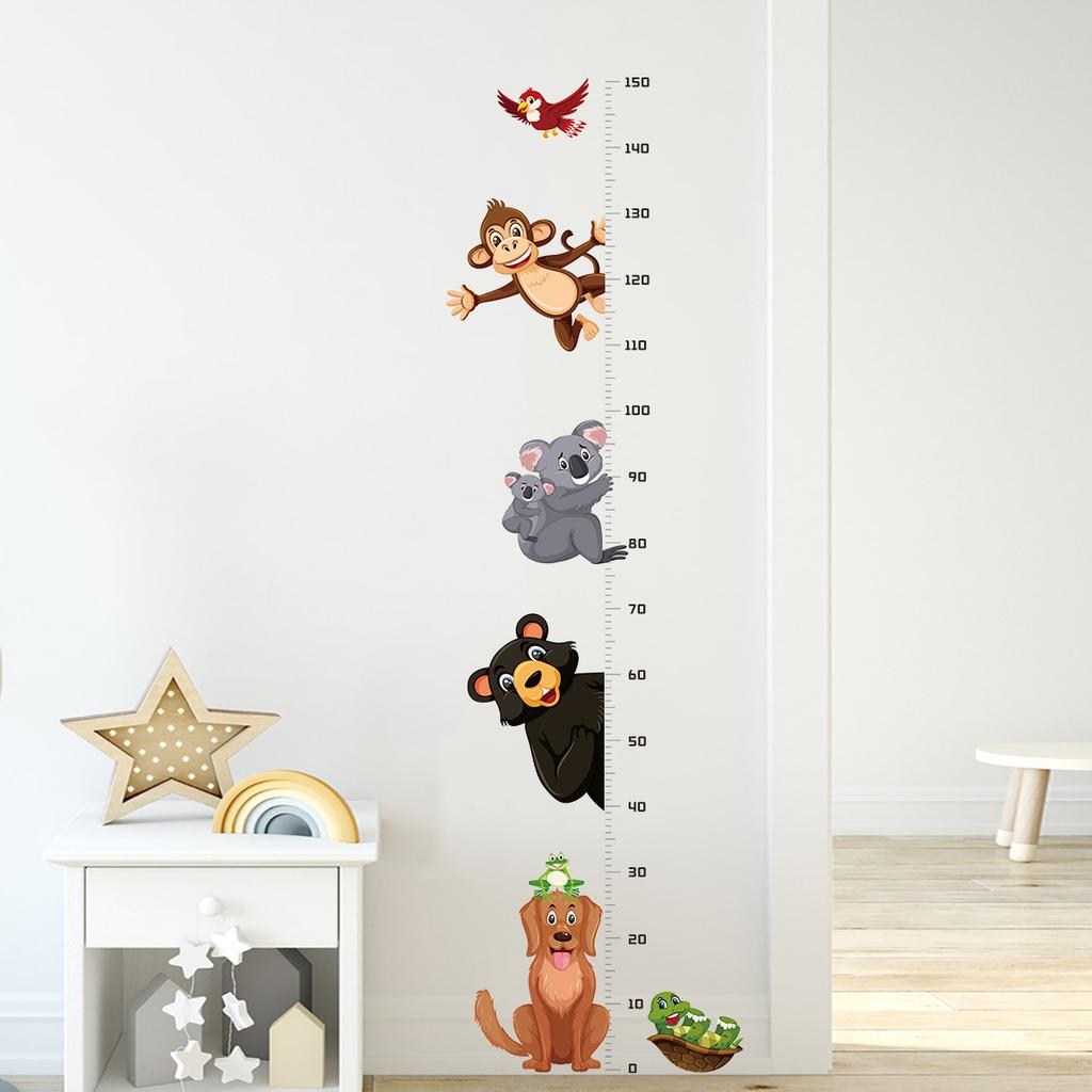 Animal Growth Chart Wall Sticker for Kids Room Nursery Self-Adhesive Height Ruler Baby Measure Decal Decor