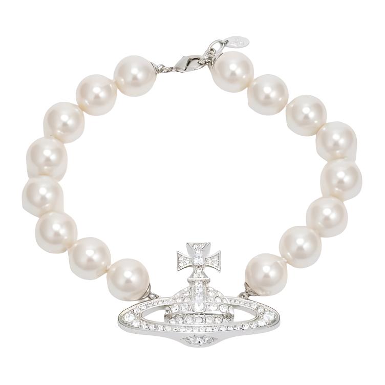 Vivienne Westwood Neysa Pearl Choker Unisex Necklace Silver 6301011002P226p226 Women's