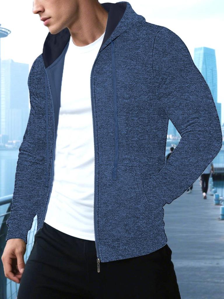 Men's Casual Jacquard Knit Hoodie Cardigan