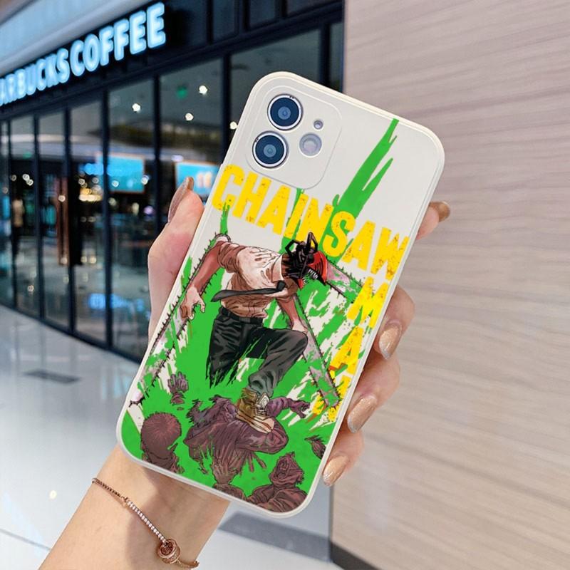 Japan Chainsaw Man Phone Case For IPhone 14 11 12 13 Pro Max X XR XSMax 6 6S 7 8 Plus SE 2022 Soft Square Color Phone Cover