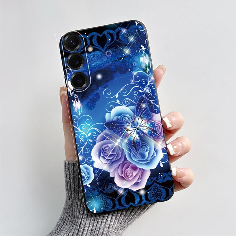 For Samsung Galaxy A26 A36 A56 5G Casing New Design 2024 Heart Printed Black Matte Soft Silicone Protective Cover Case
