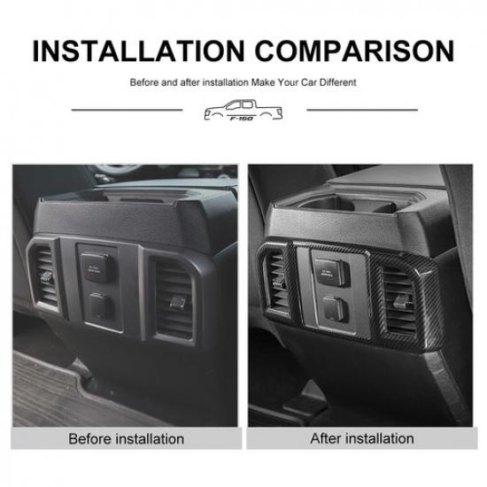 Carbon Fiber Inner Rear Ac Air Vent Outlet Cover Trim For Ford F150 2015-