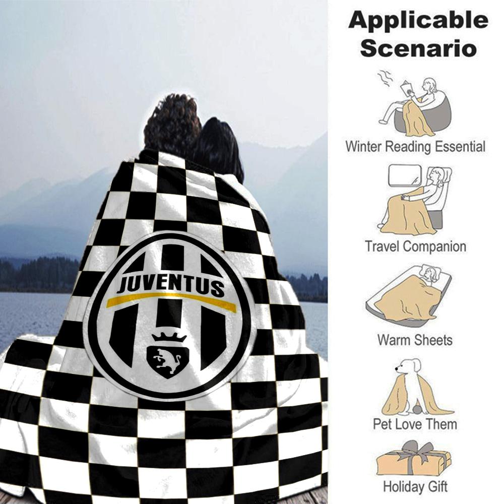 Juventus FC Druck Flanelldecke Hohe Qualität Warm Bequem Decke für Alle Jahreszeiten Perfekt für Geschenke Heimdekoration