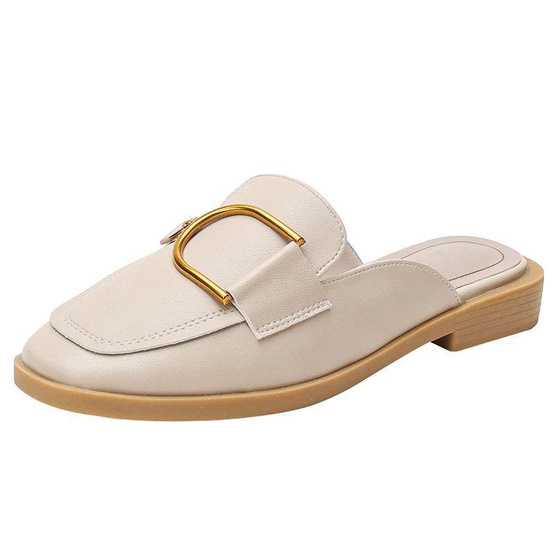 Half tray single shoes women's half slippers women's summer wear fashionable flat bottom bag head soft sole comfortable muller shoes women's spring a