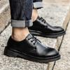 Fashion Men Leather Shoes New Round Toe Casual Shoes High Quality Formal Designer Shoes Brand Tooling Oxford Flat Shoe Outdoor Work Boot