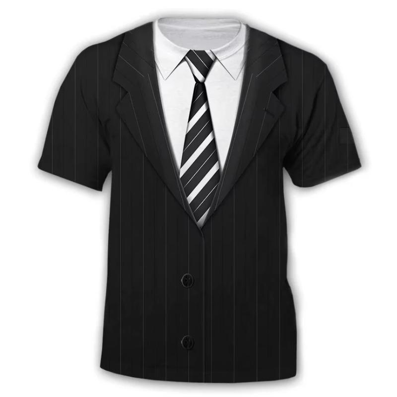 T-shirt con Stampa 3D a Righe, Collo Tondo, Maniche Corte, Moda Divertente, Nuove T-shirt Estive